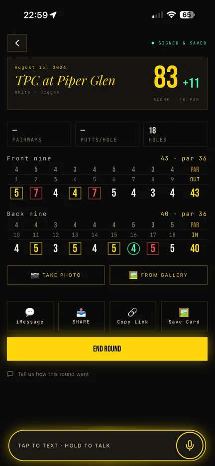 Master Caddies — Scorecard
